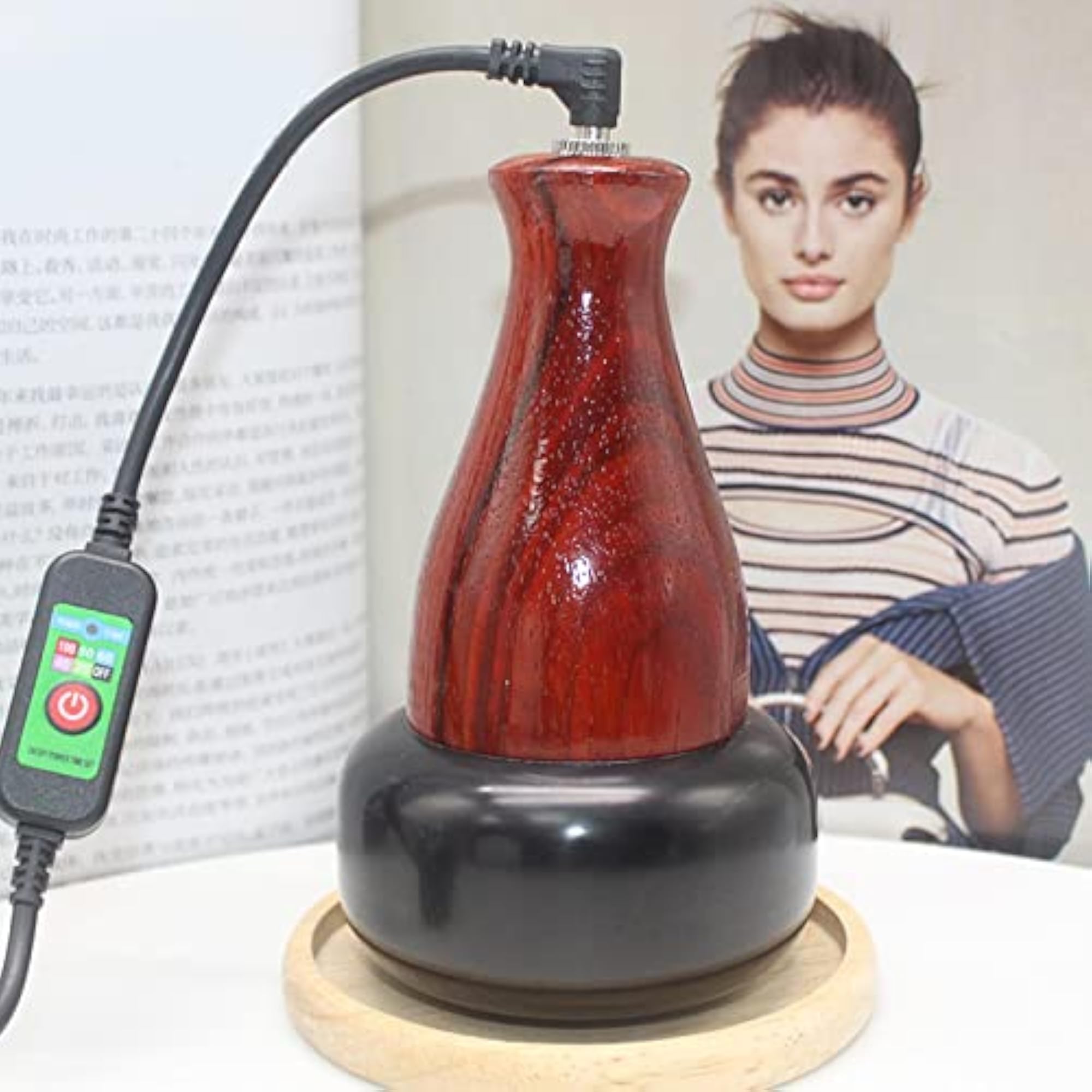 Electric Acupuncture Point Massager with Heat, Wood Finish